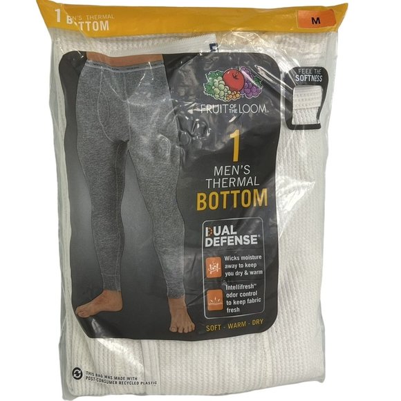 Fruit Of Loom Mens Thermal Waffle Pant Medium Base Bottom Underwear Natural New - Picture 1 of 12
